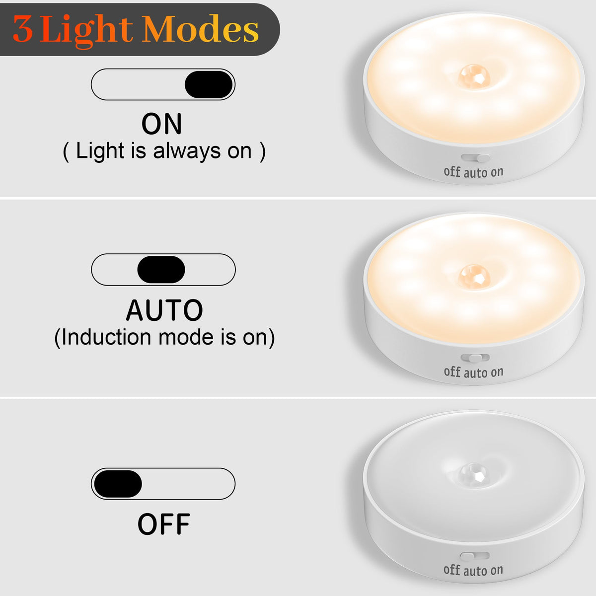 daphomeu Motion Sensor Lights Indoor,6 Pack Wireless USB Rechargeable Cupboard Lights,Stick on Wall Night Light,Battery Operated for Stair Wardrobe Corridors Closet Under Cabinet Kitchen Puck Lights