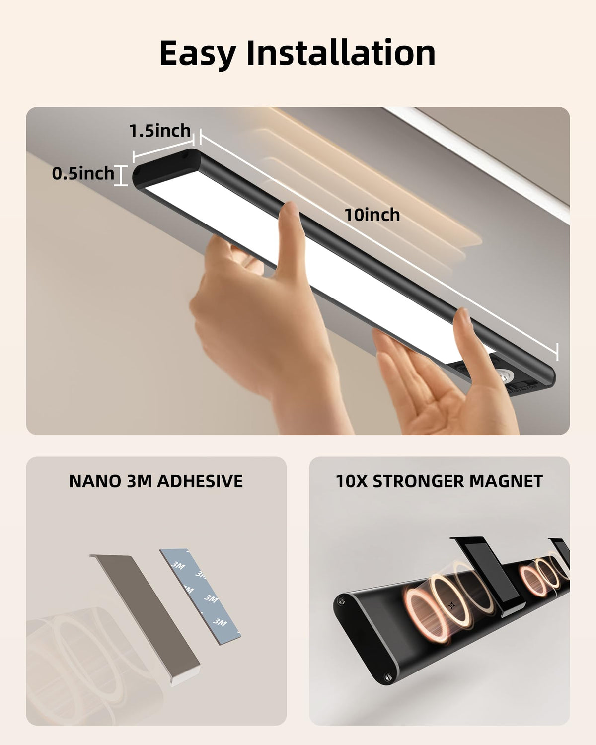 EZVALO Under Cabinet Kitchen Lights, Motion Sensor Lights Indoor 2-Pack
