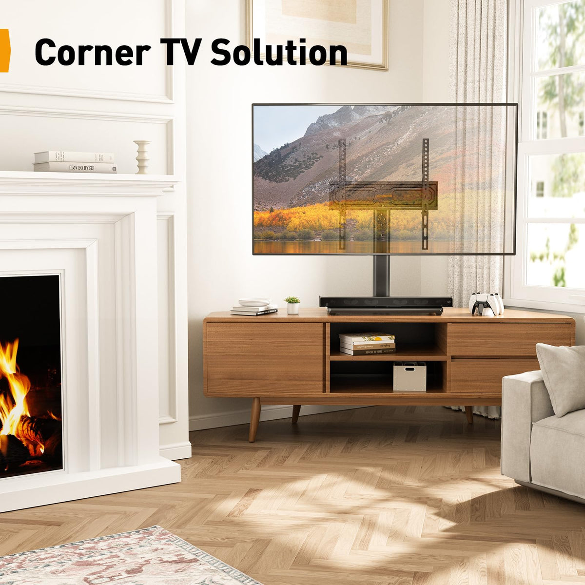 PERLEGEAR Universal TV Stand with LED Lights for 24-60 inch TVs up to 45kg