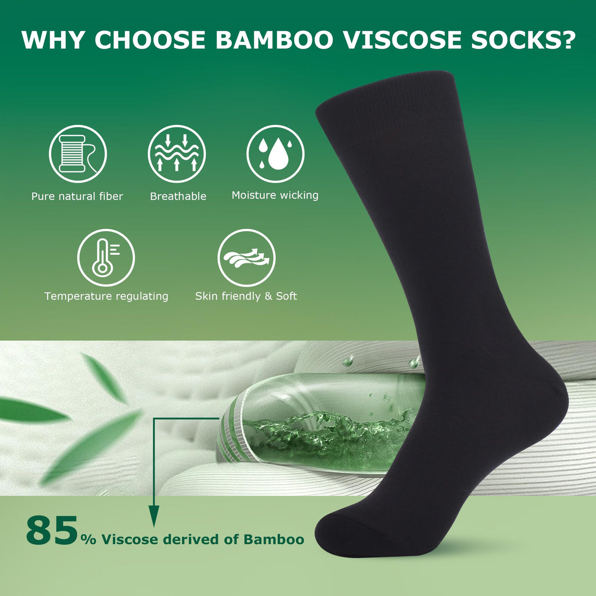 WeciBor Men's Bamboo Seamless Socks 6/12 Pack