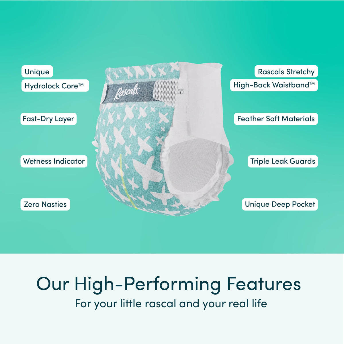 Rascals Premium Nappies Size 3, 296 Count, Feather-Soft