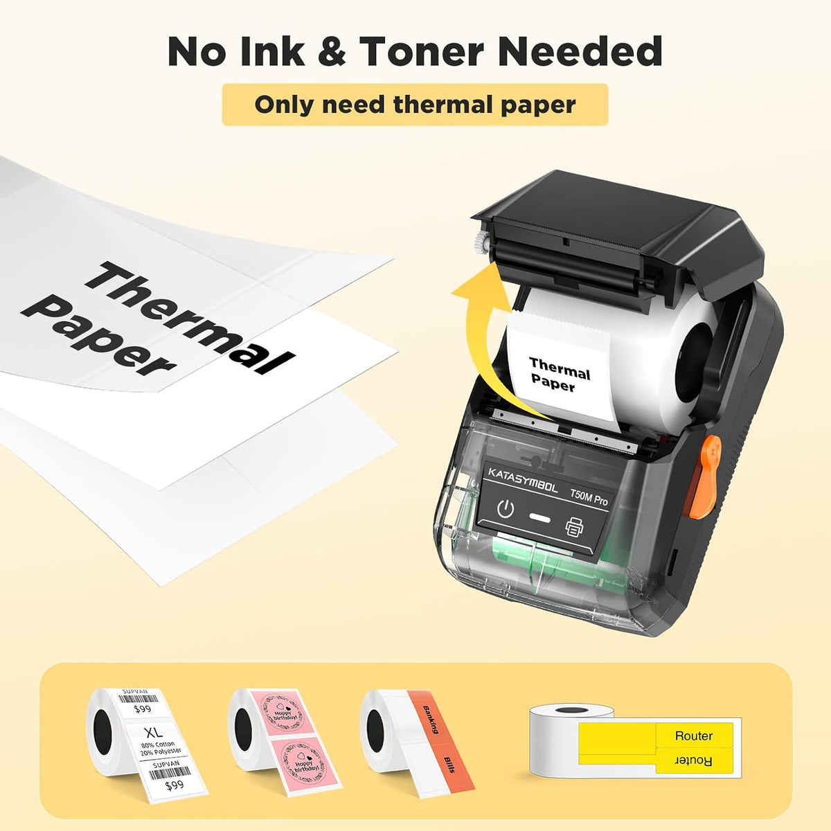 SUPVAN T50M Pro Bluetooth Label Maker Machine with Tape, Black