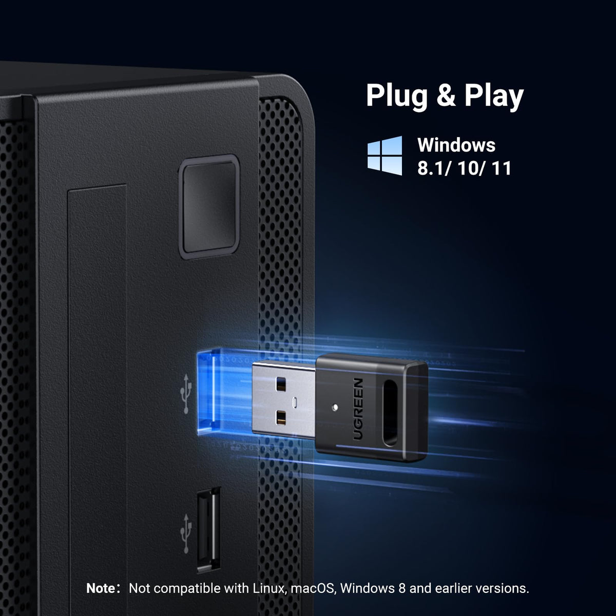 UGREEN Bluetooth 6.0 Adapter, USB Bluetooth Dongle for PC, Plug & Play