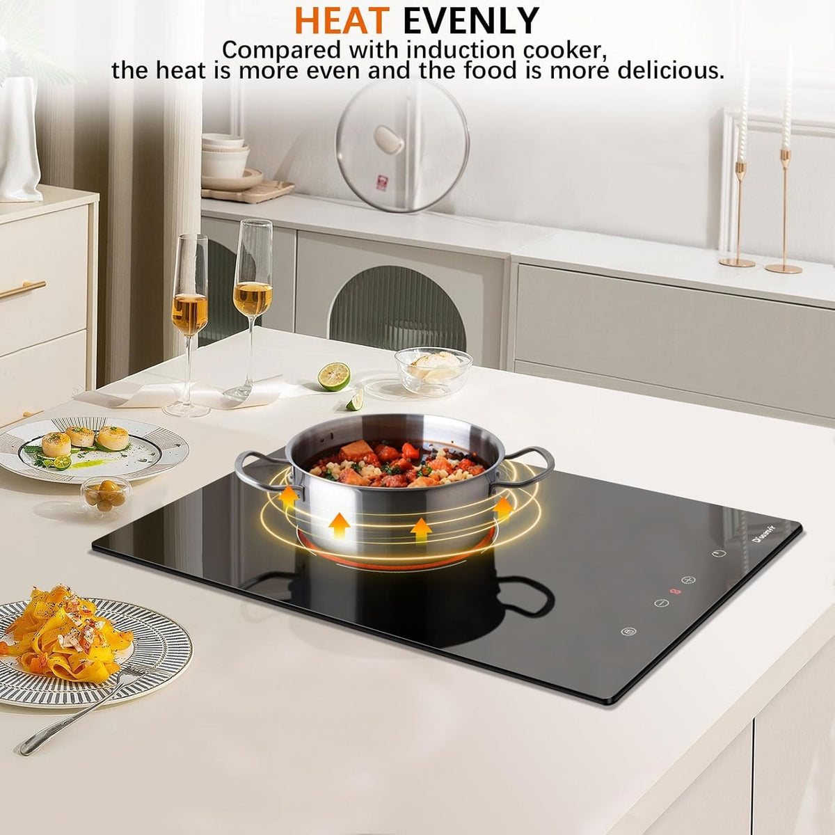 Double Ceramic Hob with Handle, Plug in 2 Ring Electric Hob