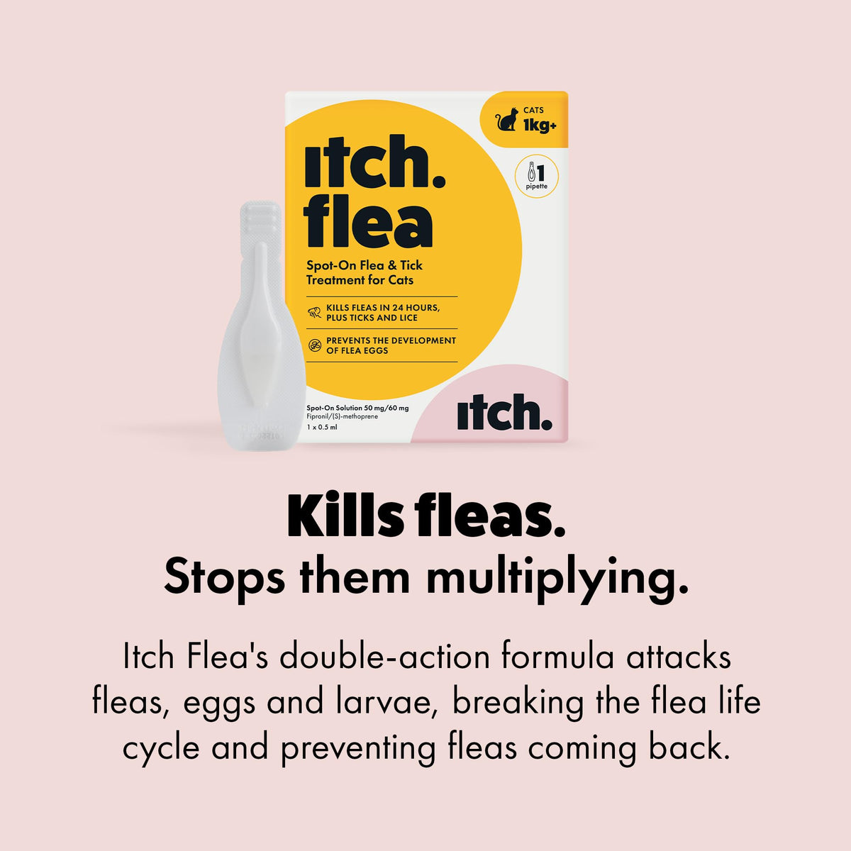 Itch - Flea & Tick Treatment for Cats & Household Flea Spray - Kills Fleas, Lice, Ticks, Eggs and Larvae - With Fipronil and S-Methoprene - Odourless 500ml Spray & Pack of 3 Pipettes