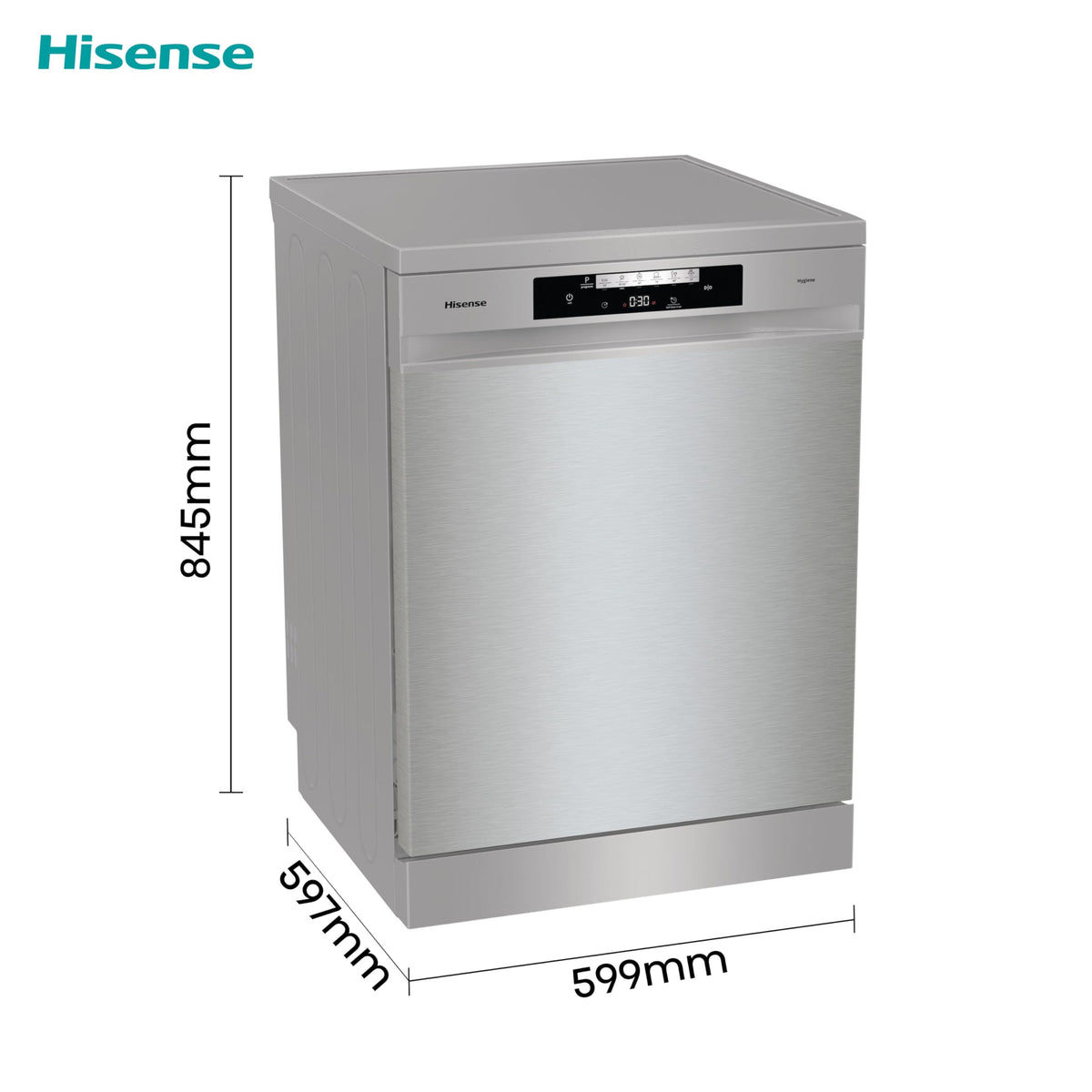 Hisense HS523E15WUK Slimline 10 Places Free Standing Dishwasher White with 30 Minutes Quick Wash [Energy Class E]