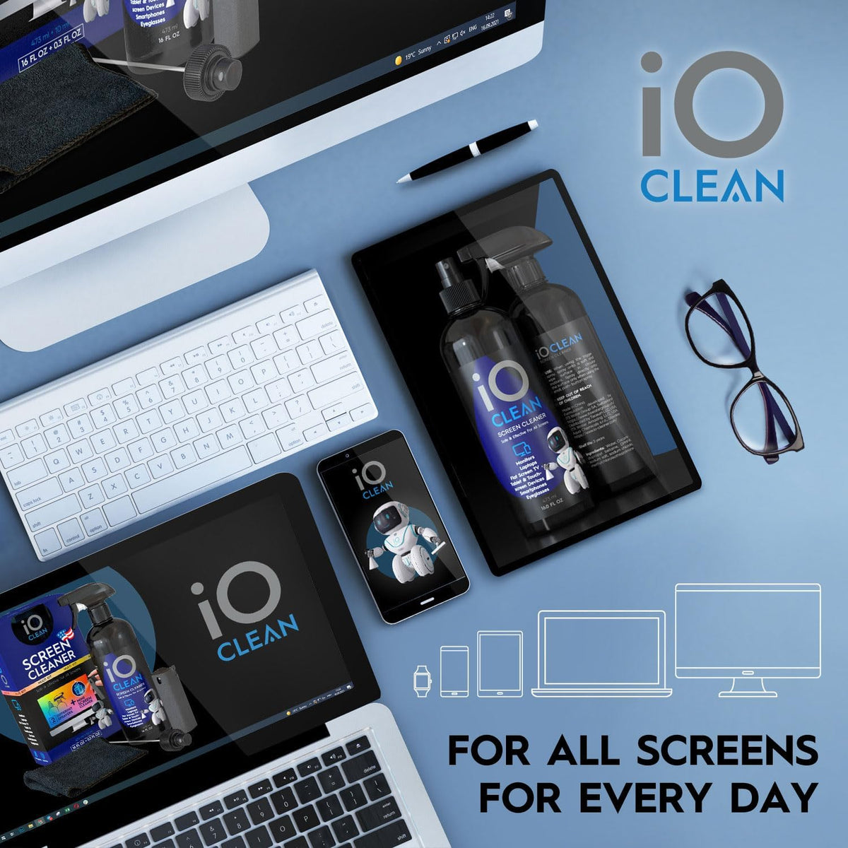 iO Clean 473ml Screen Cleaner Spray Kit for LCD, LED and OLED Displays