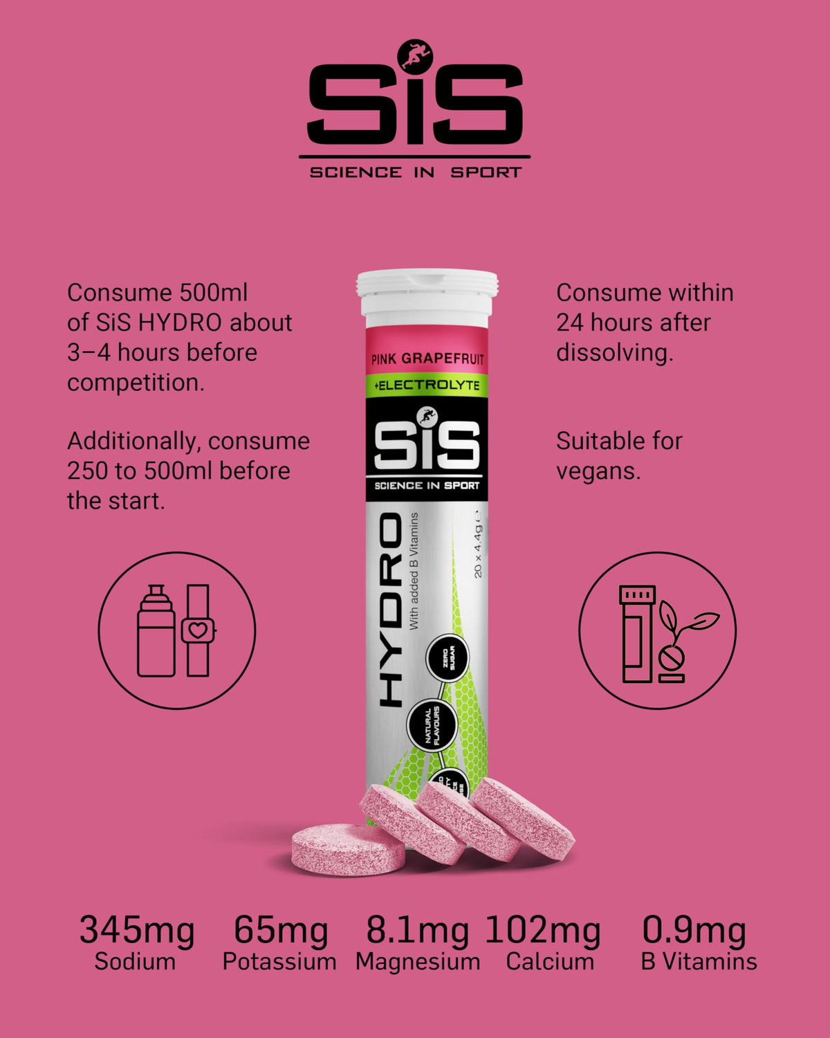 Science in Sport Hydro Electrolyte Tablets, Berry, 20 Tablets