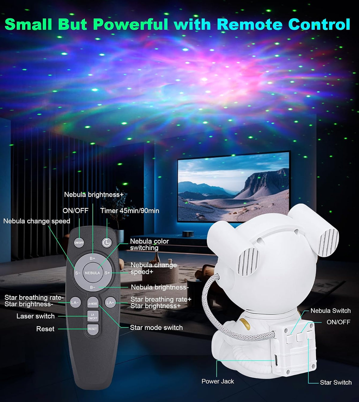 Astronaut Galaxy Projector, Spaceman Light Projector with Timer&Remote