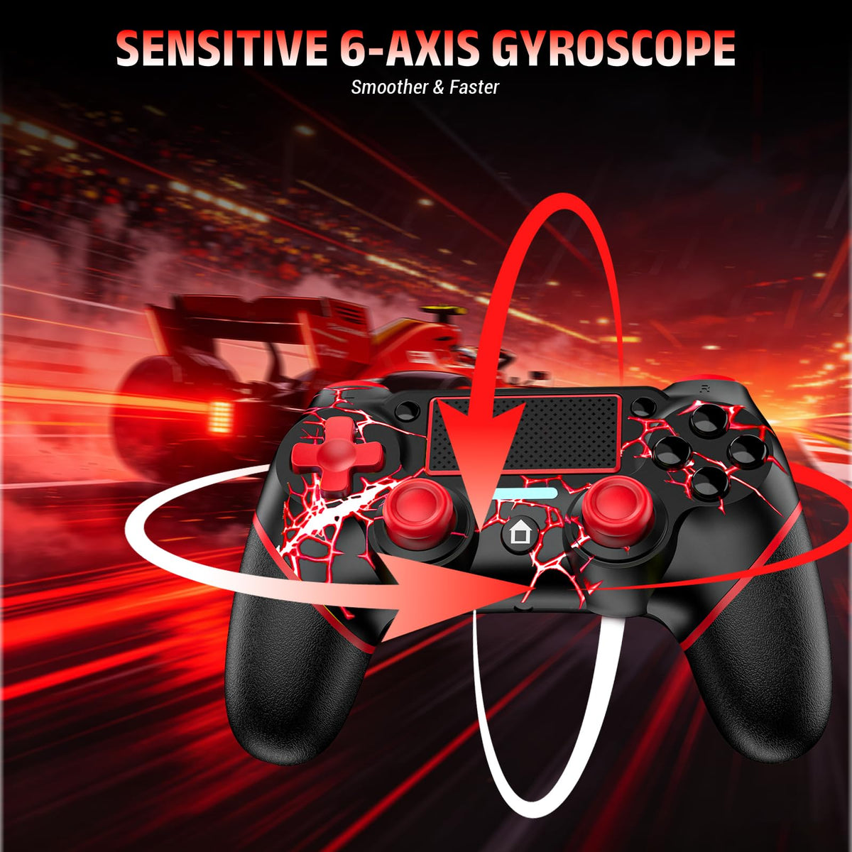Reddening for PS4 Controller 2 Pack, Controller PS4 for PS4/Pro/Slim/PC, Gamepad Joystick with Turbo/Back Button/Dual Vibration/6-Axis Gyro Sensor/Touch Panel (2 printed purple)