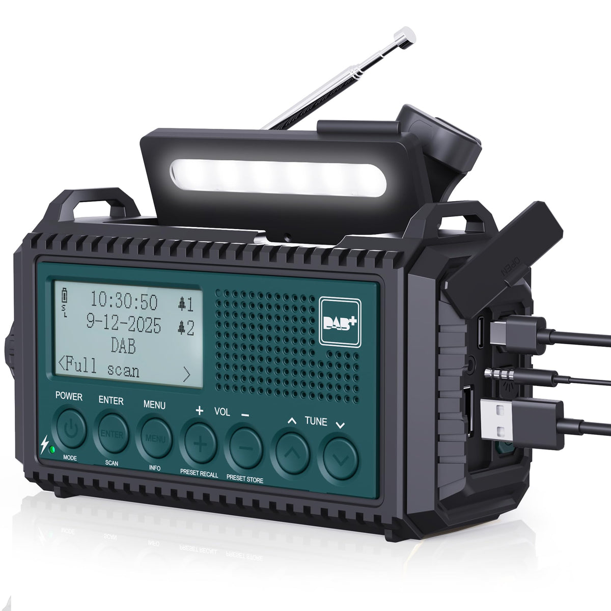 ROCAM Wind up Radio Solar, Battery, Torch, Portable DAB Radio