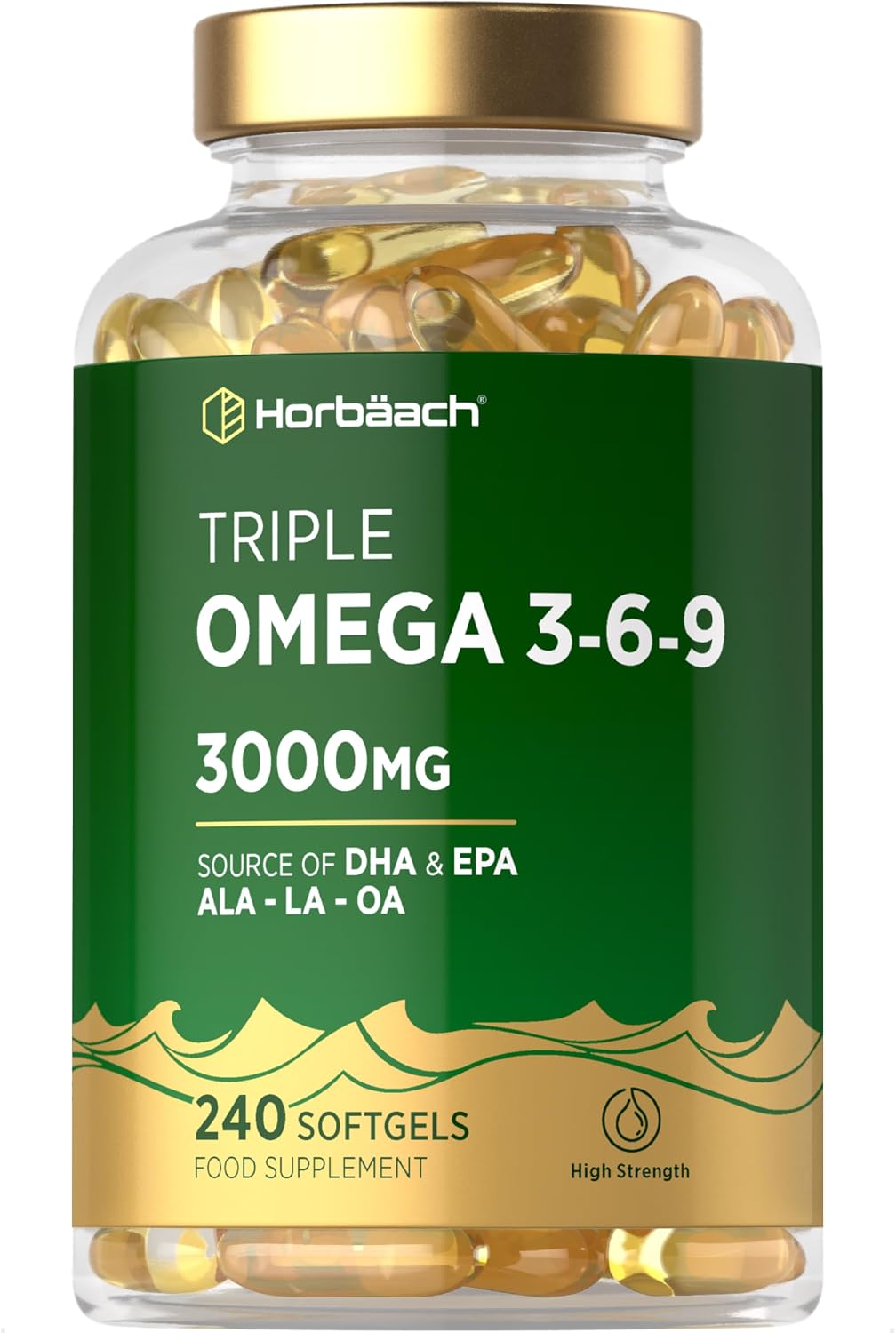 Triple Omega 3 6 9 Capsules 3000mg ALA, LA & OA - 240 Softgels