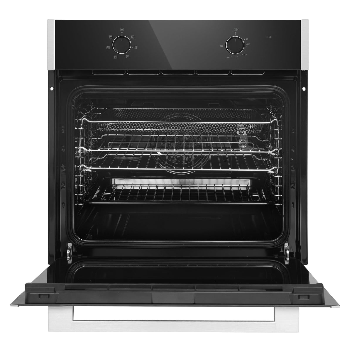 Russell Hobbs 70L, 60cm Wide, Single Electric Built-in Fan Oven and Grill in Stainless Steel, 6 Oven Functions, RHFEO7004SS