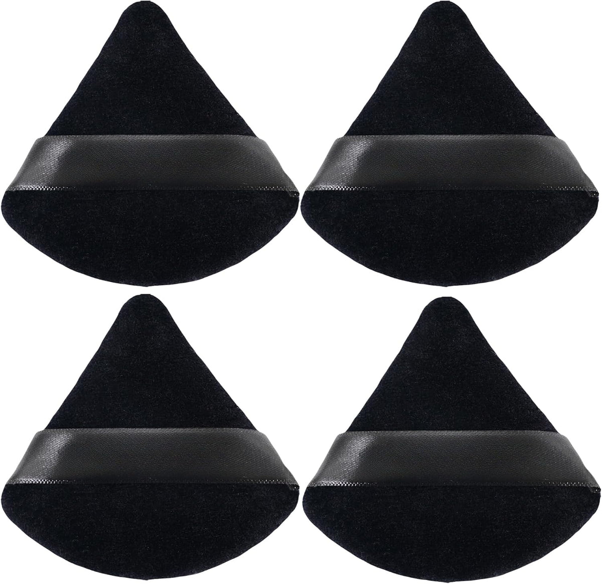 ZHIYE 4pcs Triangle Powder Puffs, Reusable Face Makeup Puff, Multifunctional Facial Makeup Tool Wet, Dry Dual-Use Makeup Sponge for BB CC Cream Liquid Foundation(BLack)
