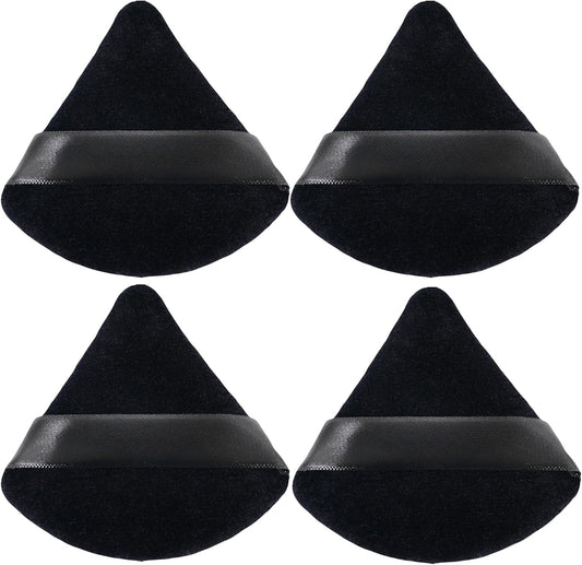 ZHIYE 4pcs Triangle Powder Puffs, Reusable Face Makeup Puff, Multifunctional Facial Makeup Tool Wet, Dry Dual-Use Makeup Sponge for BB CC Cream Liquid Foundation(BLack)