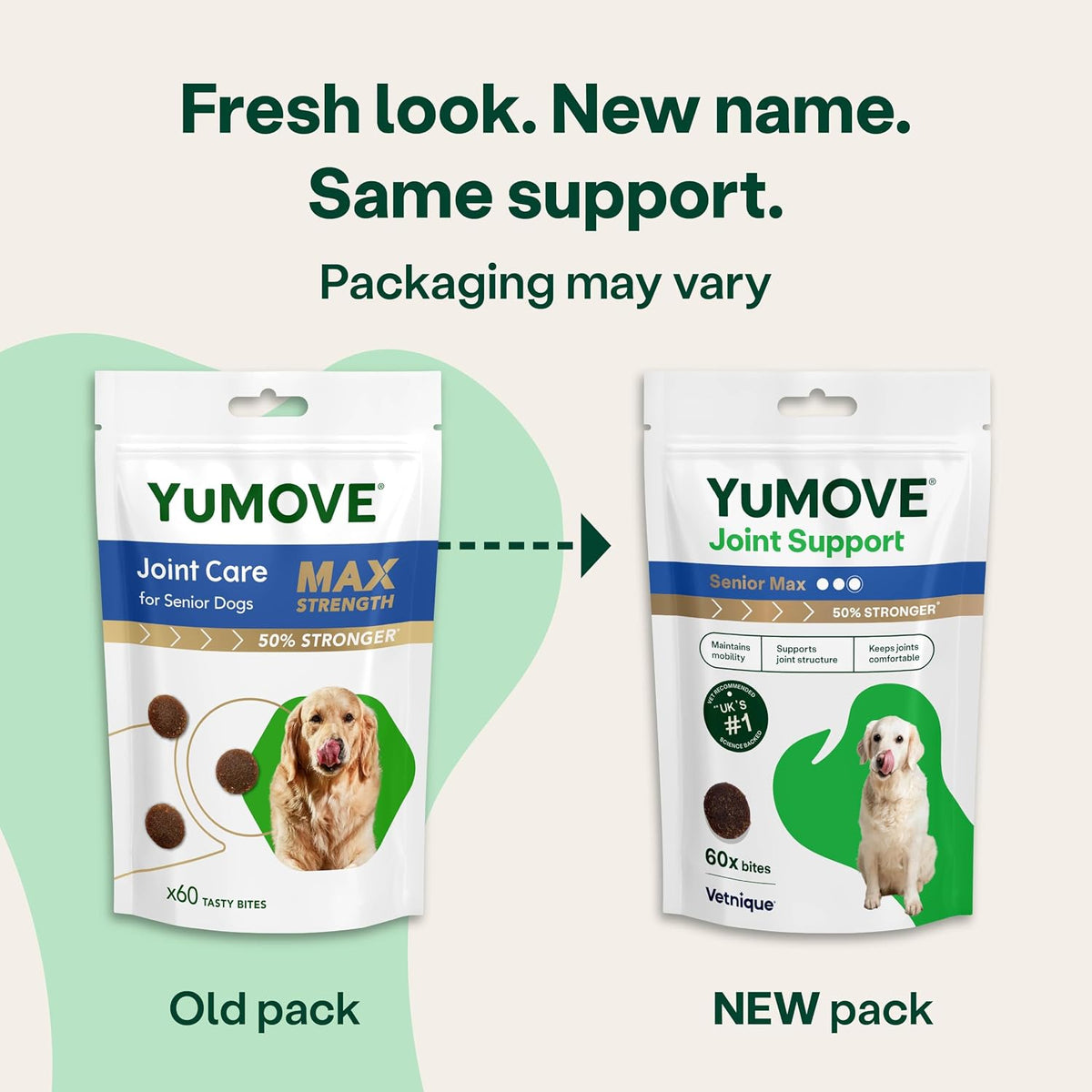 YuMOVE Max Strength Joint Supplement, Hip & Joint Aid with Glucosamine, Chondroitin, Green Lipped Mussel, Aged 8+, 60 Chews | Unflavoured