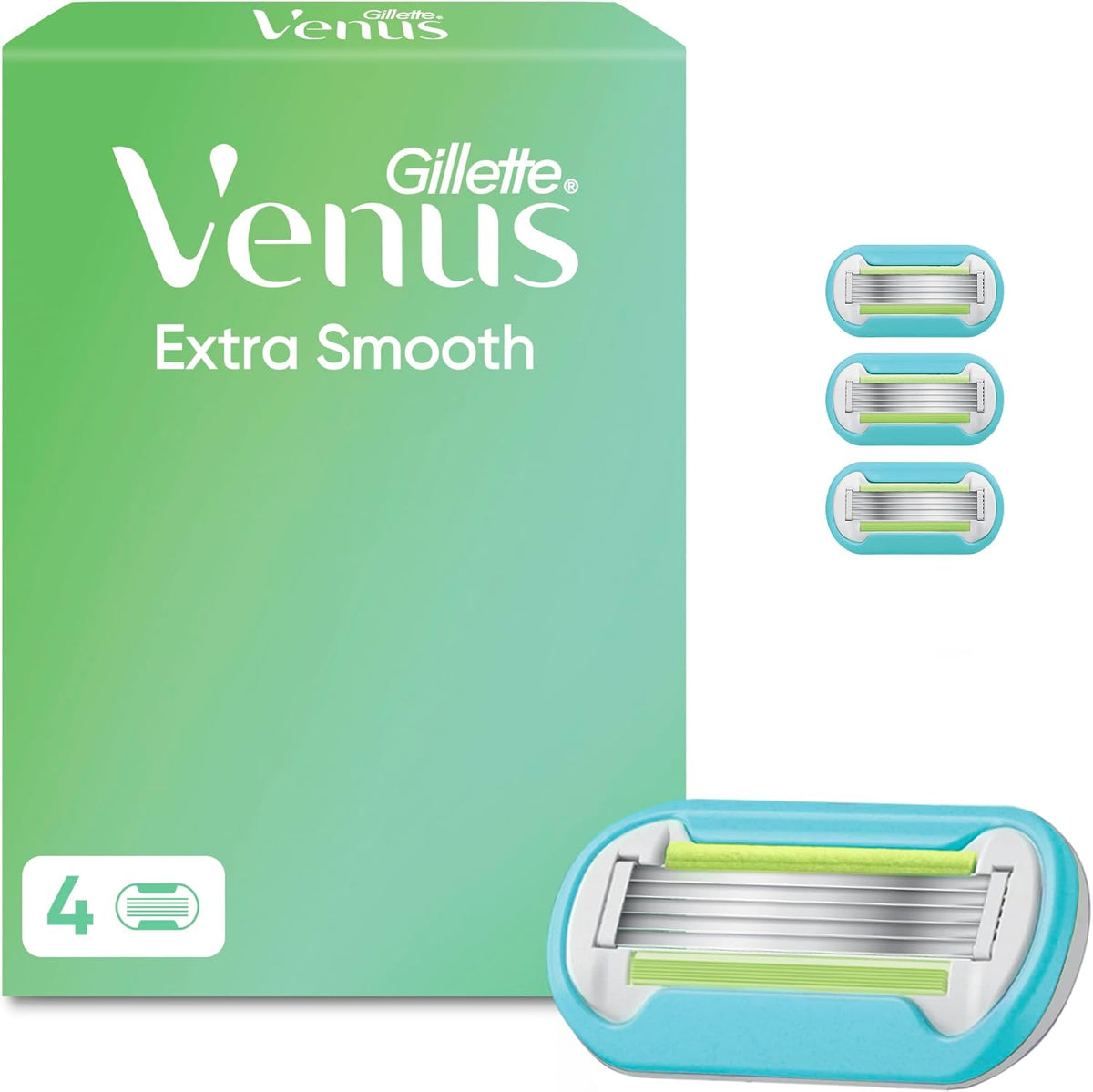 Gillette Venus Extra Smooth Women's Razor Blade Refills, Pack of 4, 5 blades for a super close shave