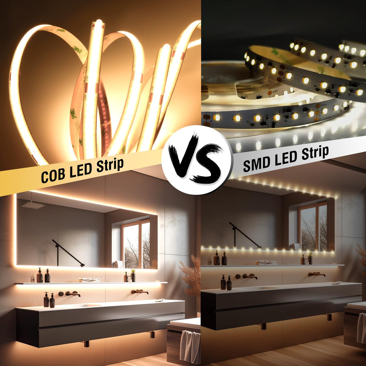 COB LED Strip 7.5m Warm White, 3000K, 24V, Remote Control, 8mm Wide