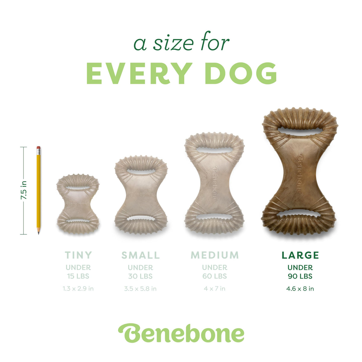 Benebone Wishbone Dog Chew Toy for Aggressive Chewers, Real Bacon, Medium