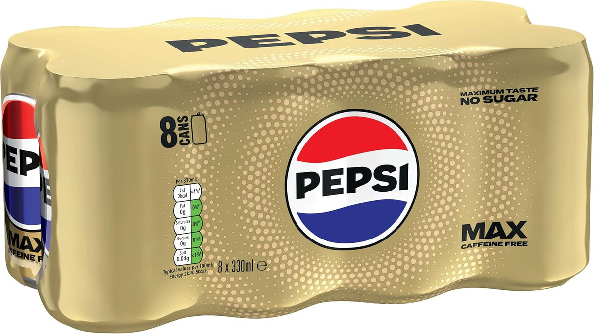 Pepsi Max Caffeine Free Cola | 330ml Can | 8 Pack