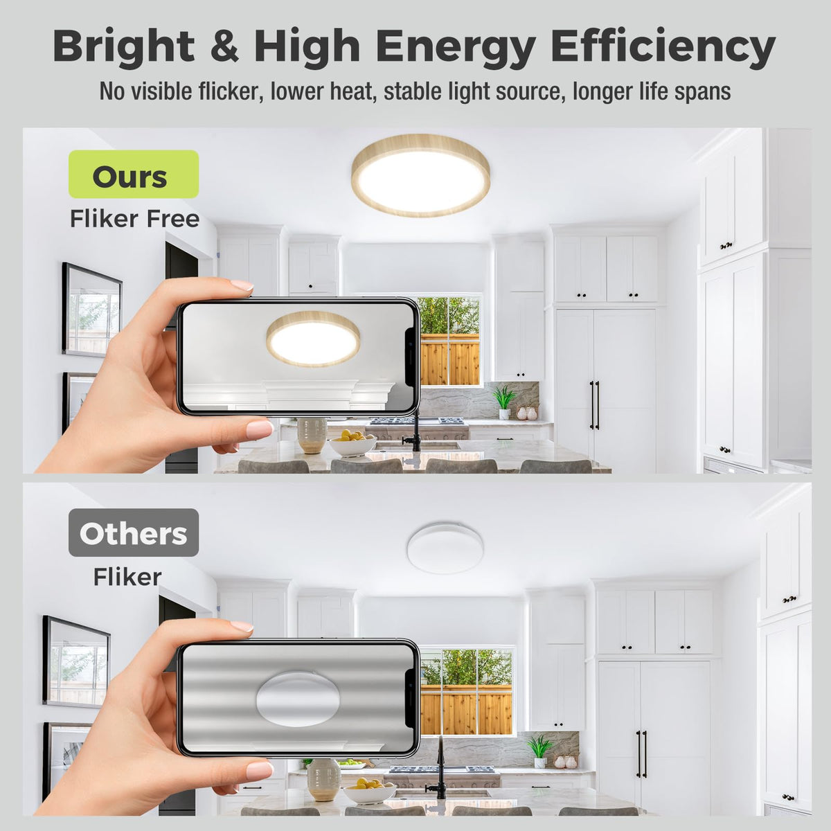 hepside Bathroom Light, 3000K/4000K/6500K 3 Color Temperature LED Ceiling Light, 15W 1500LM, Waterproof, Round, Small, Modern, Flush Ceiling Light for Bathroom, Kitchen, Bedroom, Black