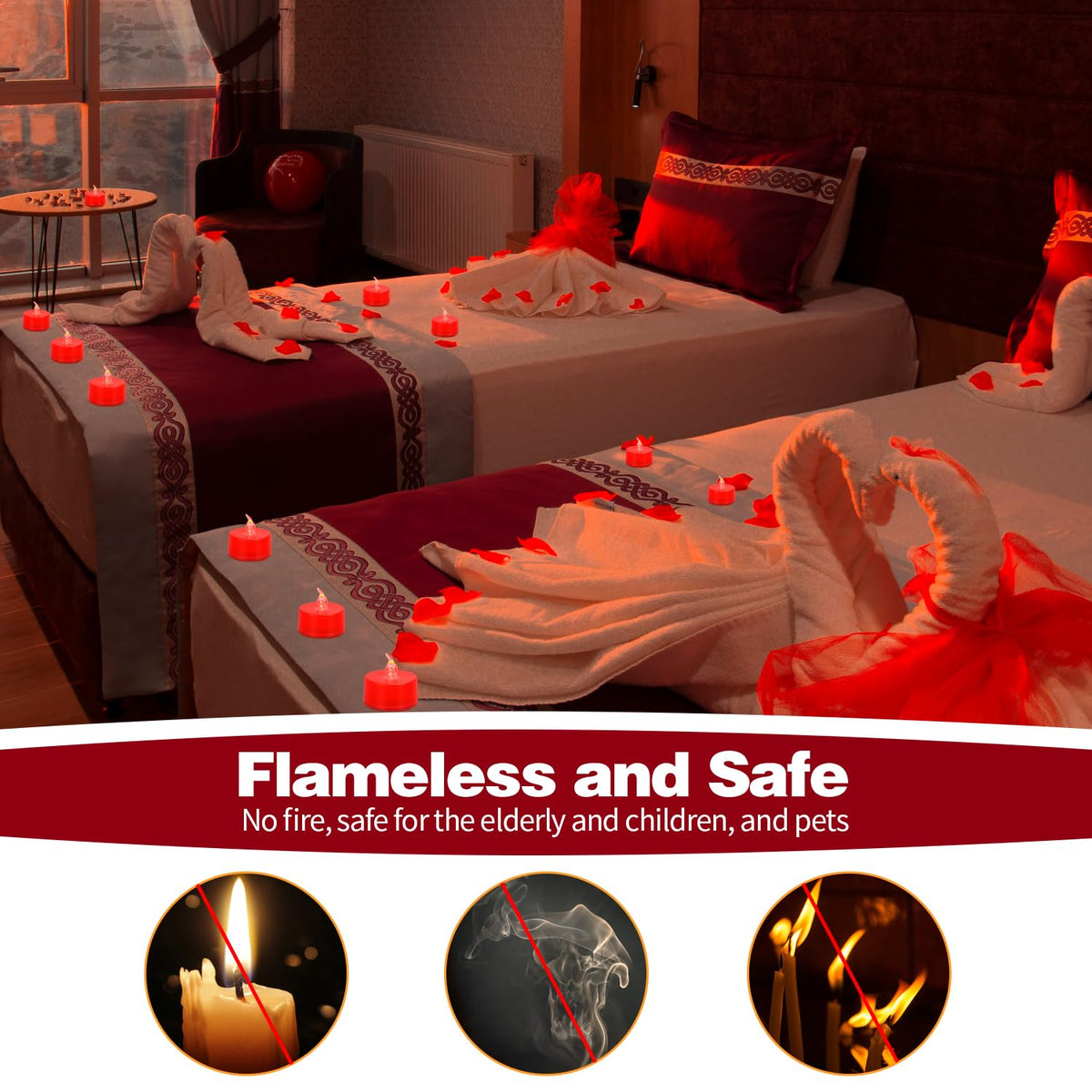 24 Pack LED Tea Lights, Warm White Light, for Decoration