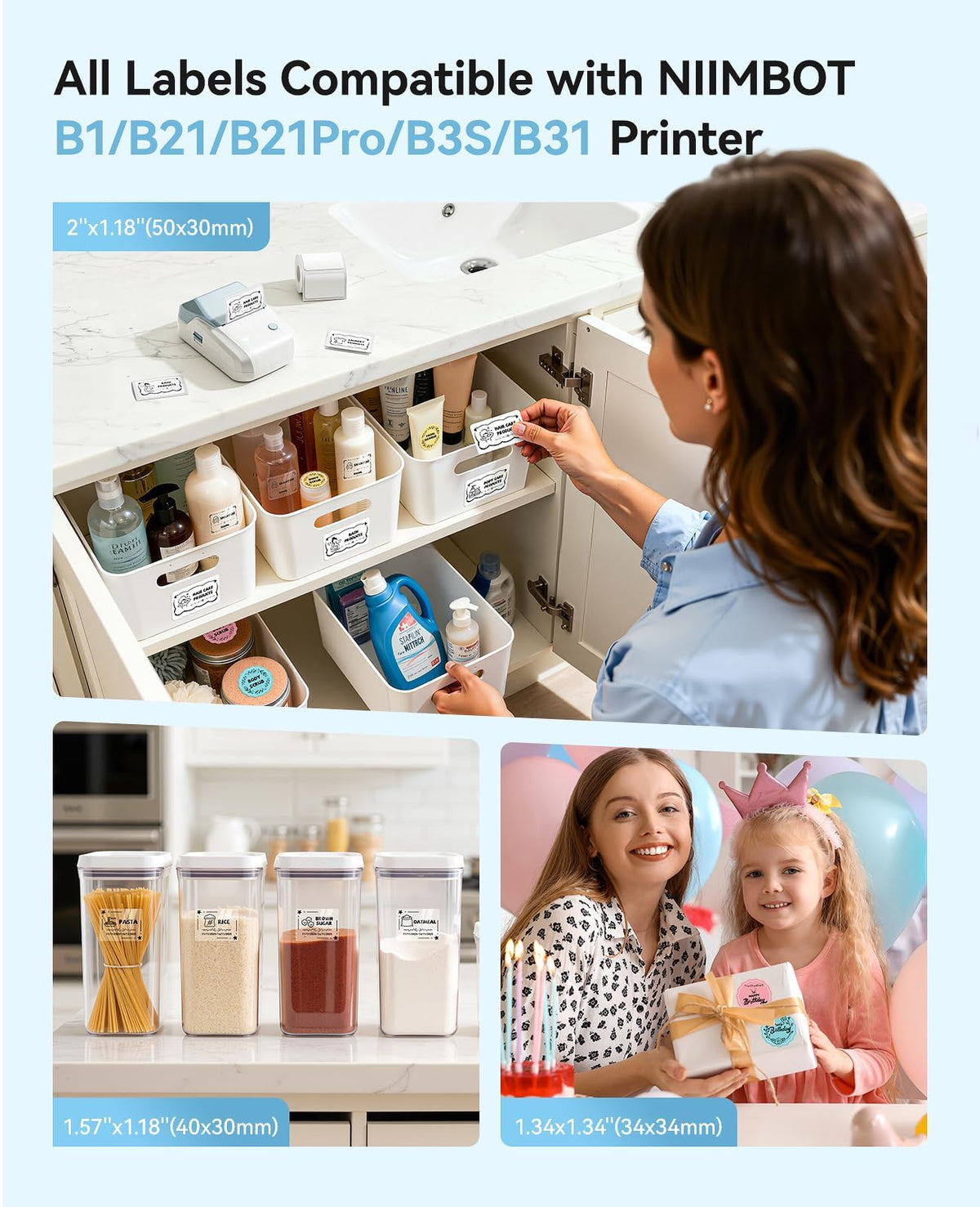 NIIMBOT B1 Label Maker Machine, 2 Inch Bluetooth Sticker Printer