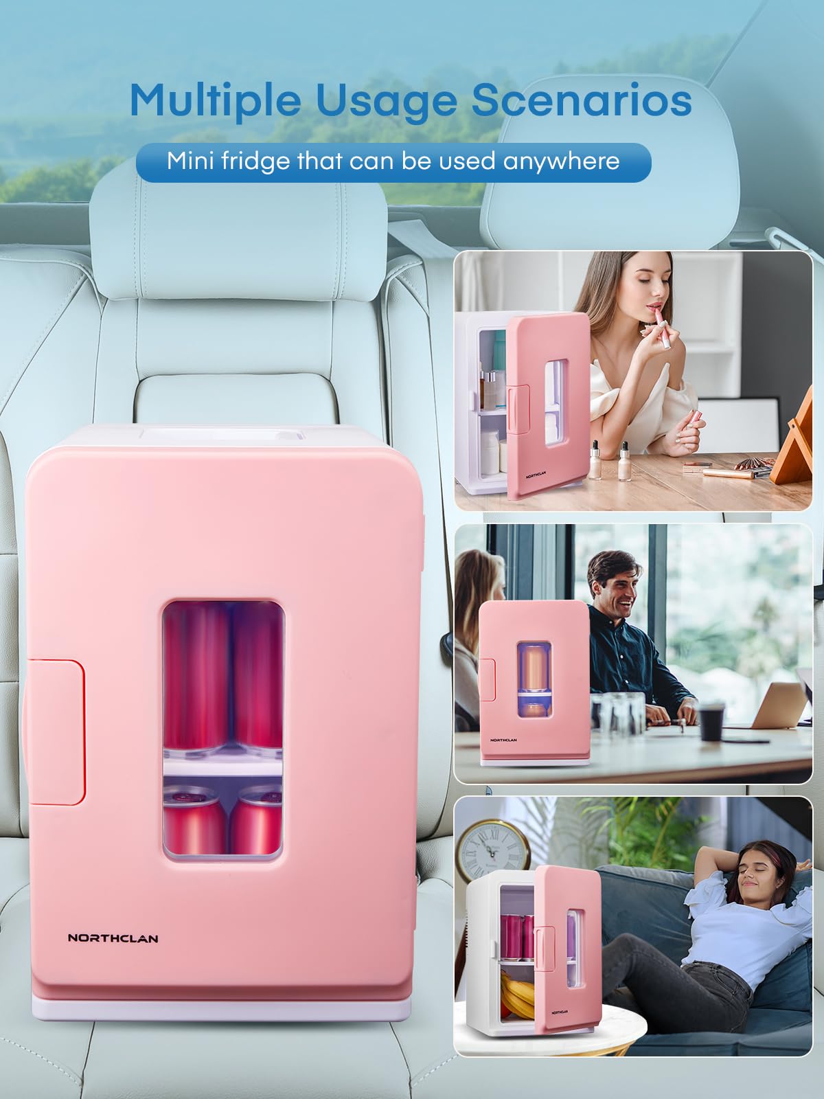15L Mini Fridge for Bedroom，Hold 21 Cans,38dB Low Noise Small Fridge