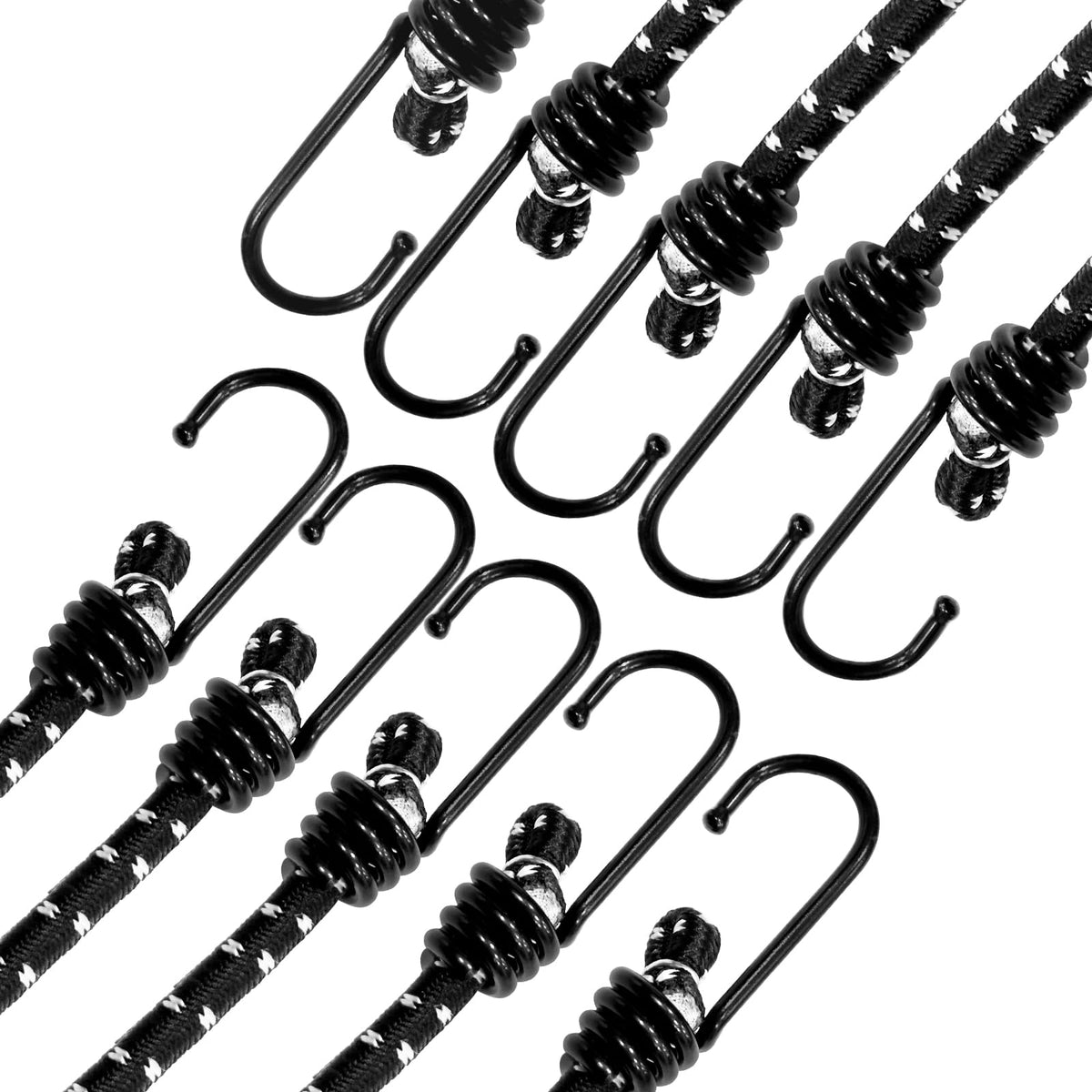 ANSIO Bungee Cords with Hooks 16” (40cm), Pack of 10 Bungee Straps - Red