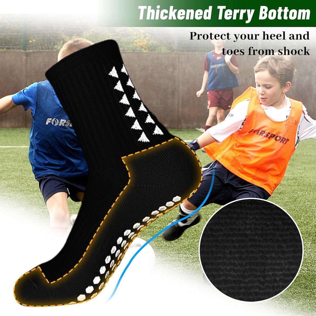 3 Pairs Breathable Kids Grip Socks, Sweat-Absorbent Boys Socks, Grip Socks Football Kids for Running Hockey Football