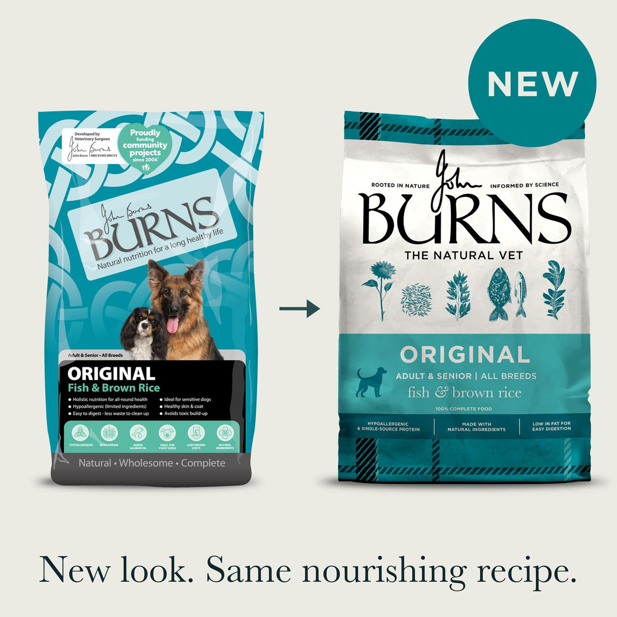 Burns Pet Nutrition Hypoallergenic Complete Dry Dog Food Adult and Senior Dog Original Chicken and Brown Rice 12 kg