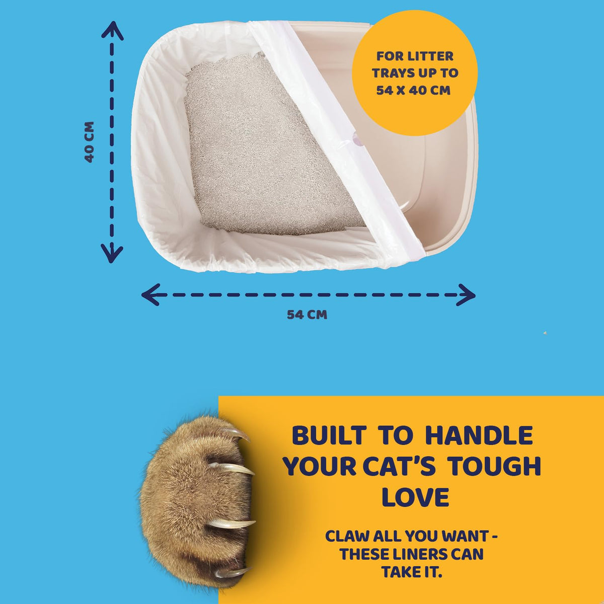 Pettiny 20 XL Cat Litter Tray Liners with Drawstrings Scratch Resistant Bags for Extra Large Litter Box