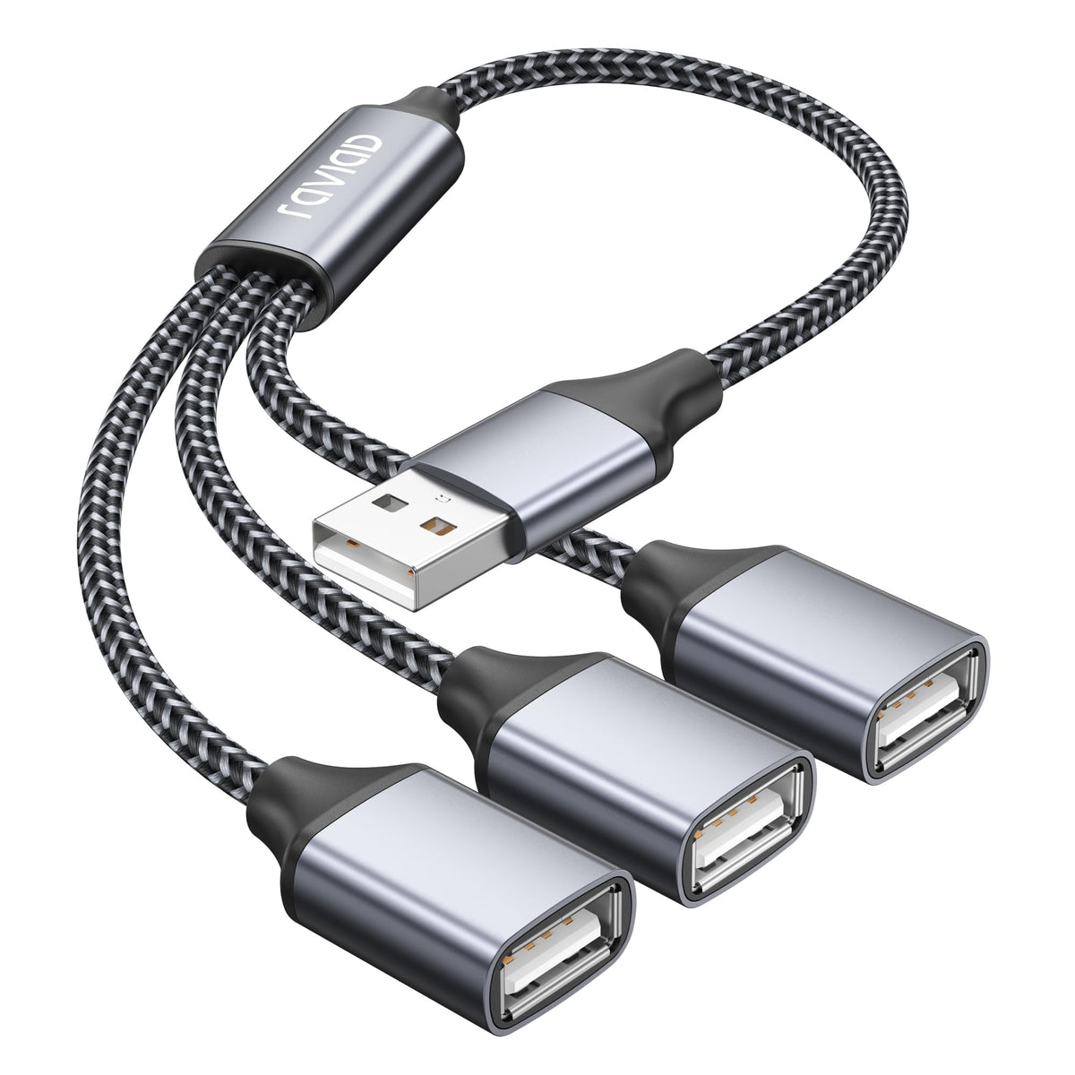 RAVIAD USB Splitter 3 Port, 1 Male to 3 Female USB 2.0 Extension Cable 1M