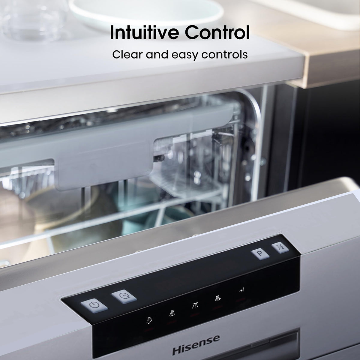 Hisense HS523E15WUK Slimline 10 Places Free Standing Dishwasher White with 30 Minutes Quick Wash [Energy Class E]