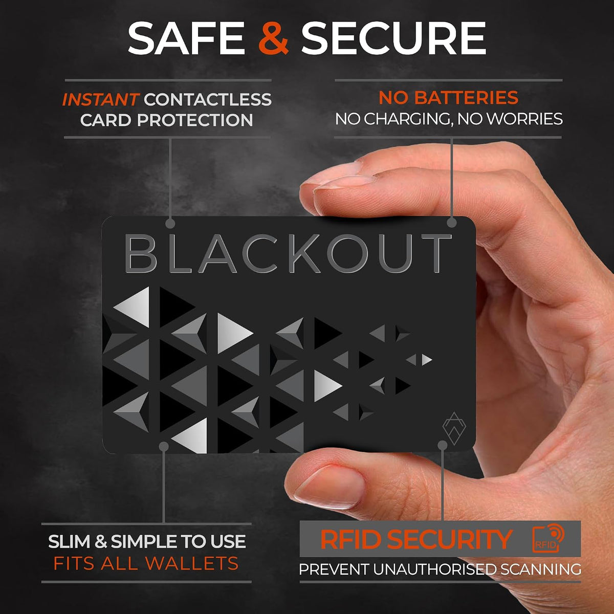 AKIELO Blackout RFID Blocking Card (4 Pack) – Ultra Thin Anti Theft Credit Card Protector – Ultimate Bank Card Blocker for Contactless Cards and Wallet Protection (Black Edition - 4 Pack)