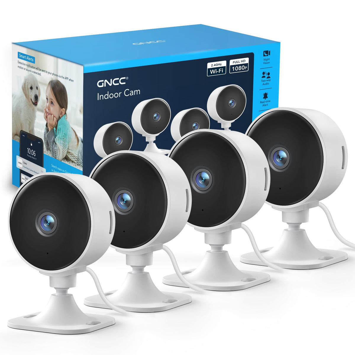 GNCC GC3 2-Pack Indoor Security Camera, 1080P CCTV Cameras for Home/Pet