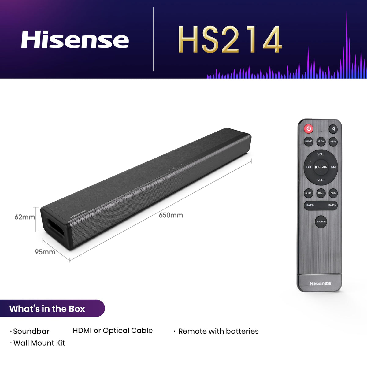 Hisense HS2000 2.1 CH All-In-One Soundbar for TV
