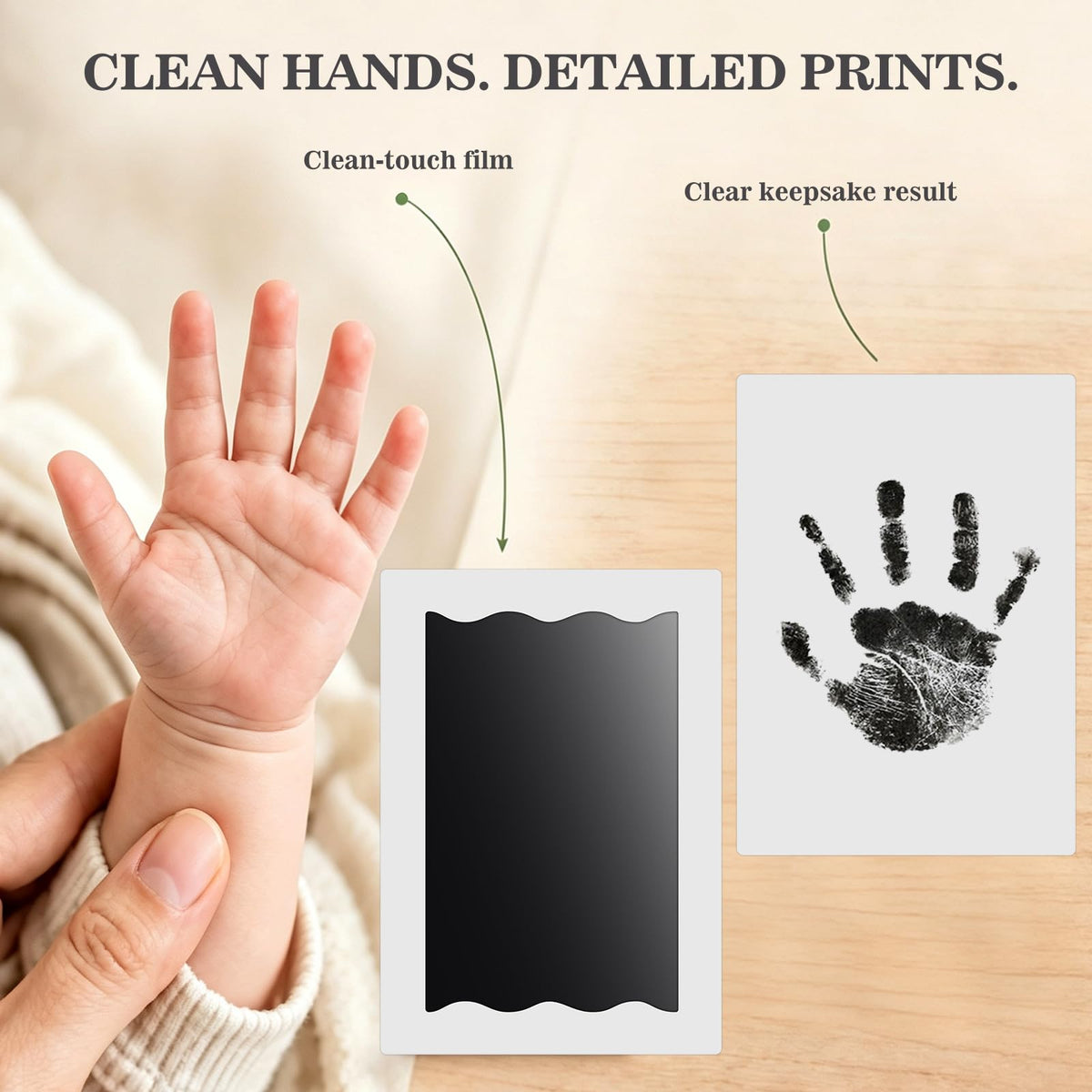 Nabance Baby Hand and Footprint Kit, 3 Inkless Print Pads, 6 Imprint Cards