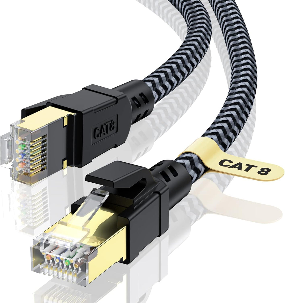 Cat 8 Ethernet Cable 1M, High-Speed Gigabit Braided RJ45