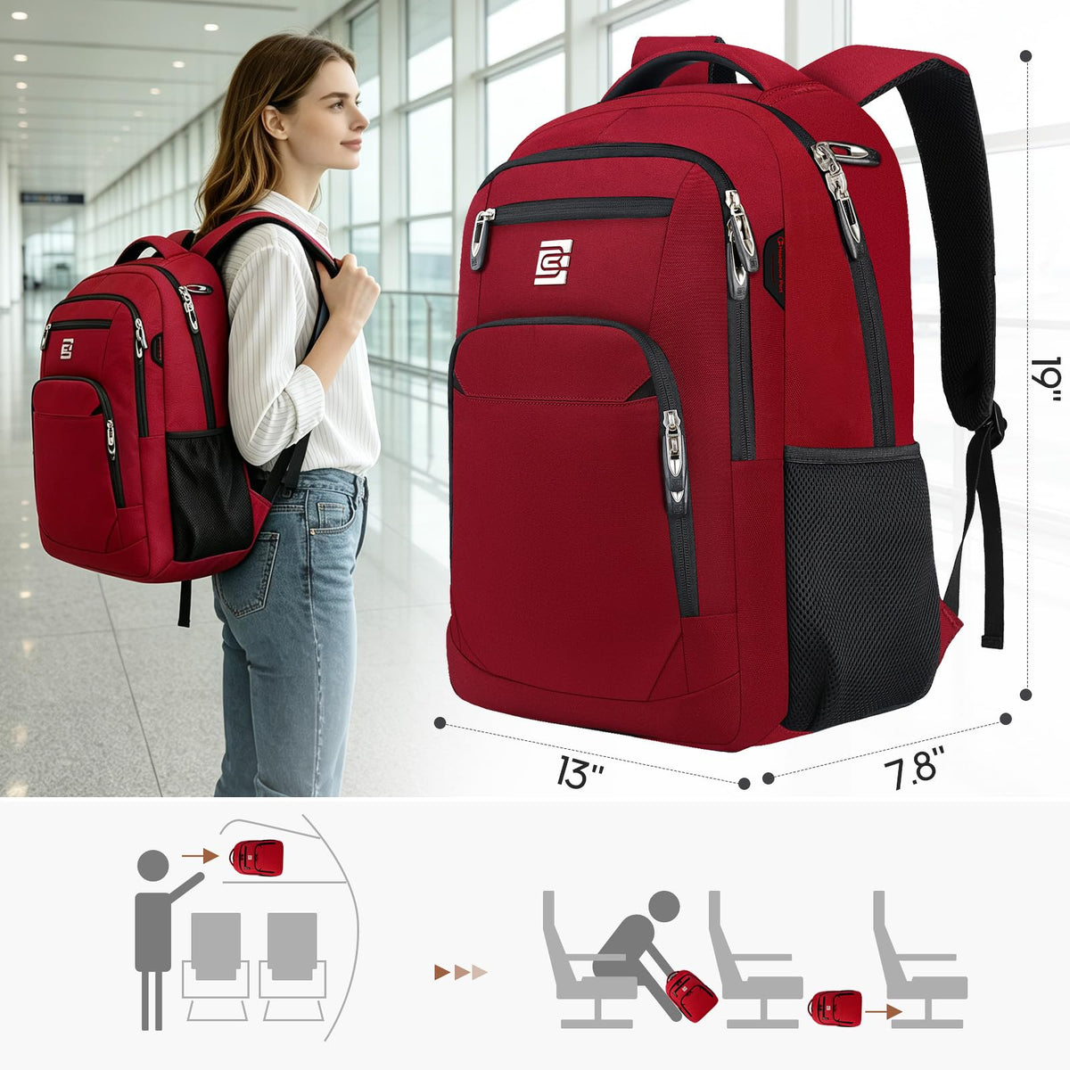 KASIBON Laptop Backpack for Men, Anti-Theft Travel Backpack Business