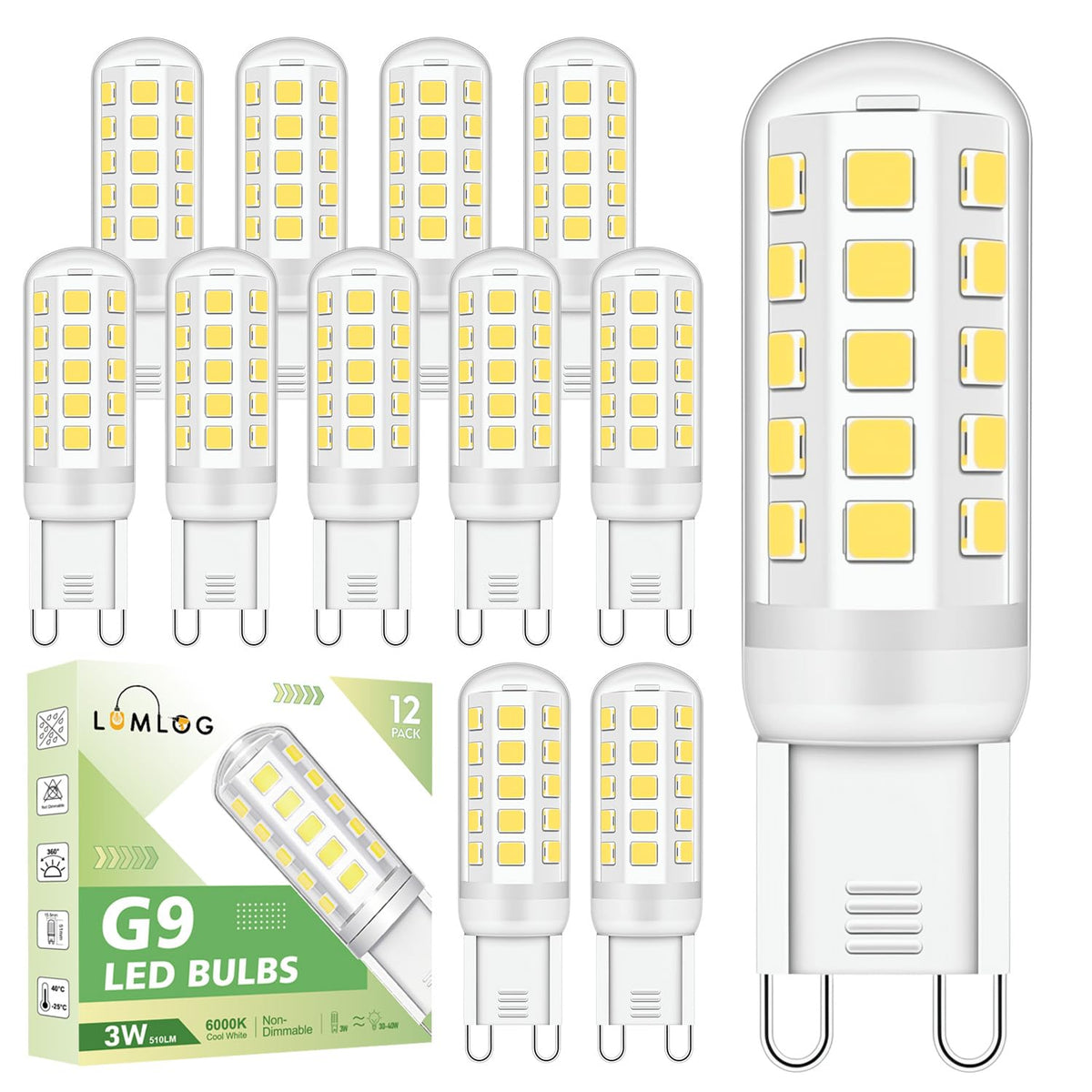 G9 Led Bulbs Warm White 6-Pack, 3W 510 Lm 3000 Kelvin G9 Led Light Blubs, Equivalent to 30-40W Halogen, 220-240V No Flicker Non-Dimmable Energy Saving, for Home Lighting Decor [Energy Class C]