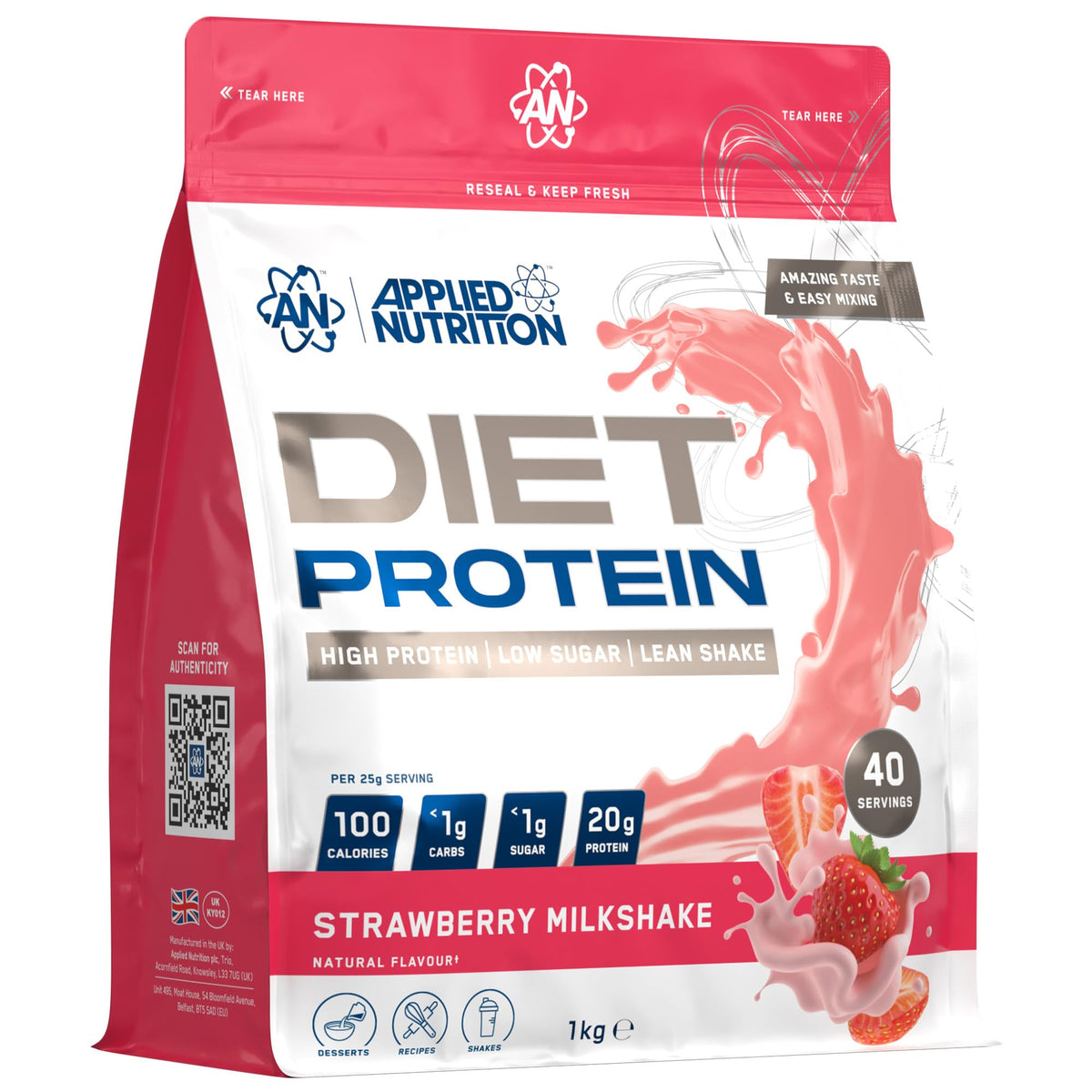 Applied Nutrition Diet Whey - High Protein Powder Supplement, Low Carb & Sugar, for Weight Management with CLA, L Carnitine, Green Tea (450g - 18 Servings) (Vanilla)
