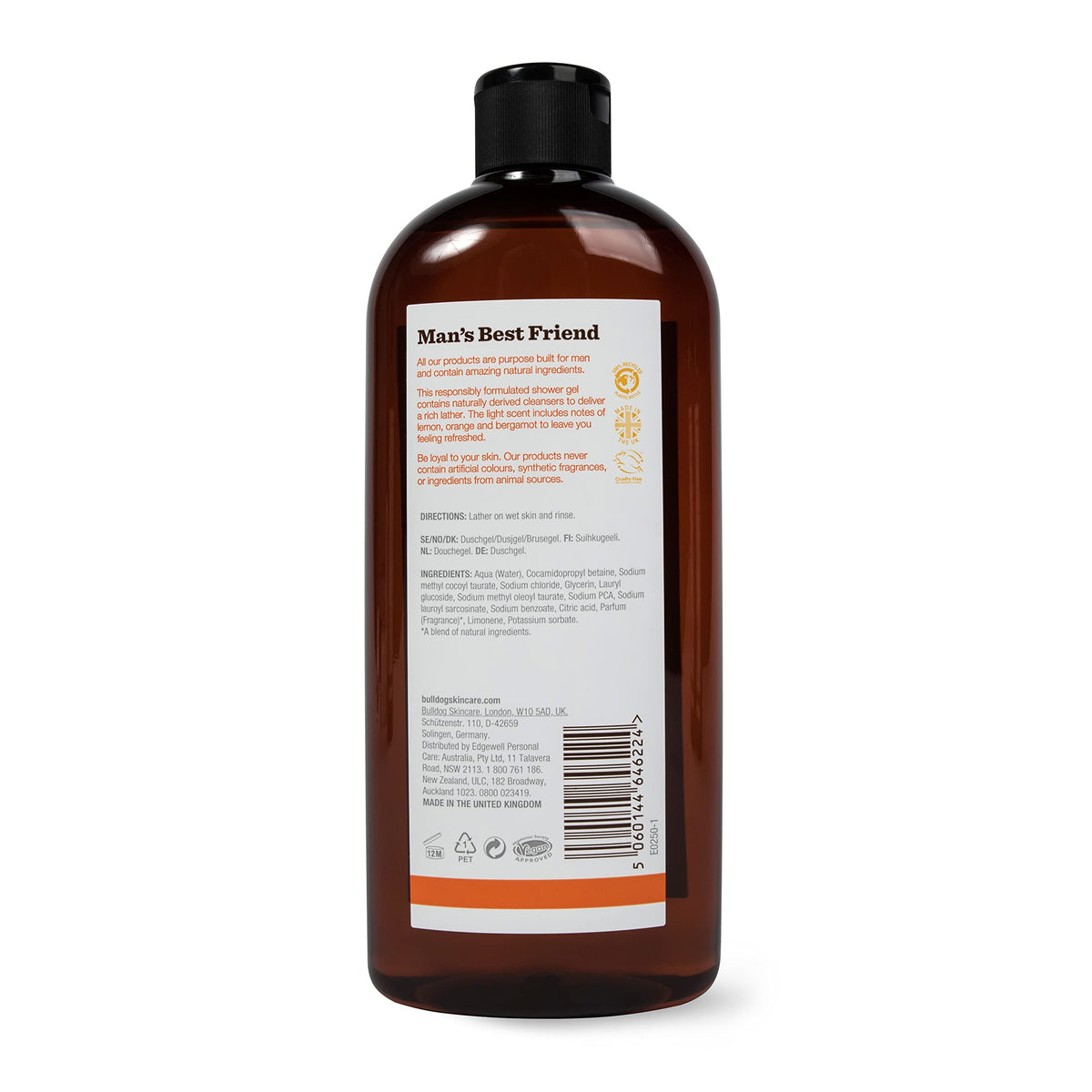 BULLDOG SKINCARE Lemon & Bergamot Shower Gel for Men, 500ml