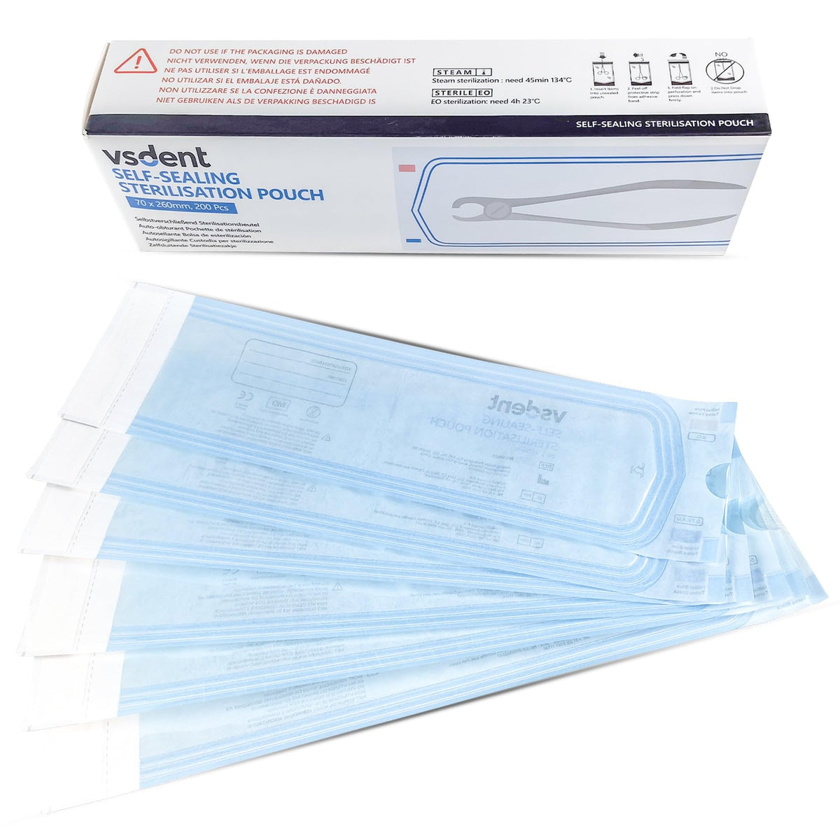 Self Sterilisation Pouches - 57x130mm (Pack Of 200)
