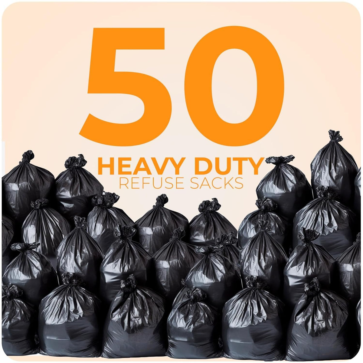 Roe Tenpo 100 Pack Heavy Duty Black Bin Bags – 100L, 33 μm Recyclable Refuse Sacks, Leak-Proof Bin Liners – Rubbish Bags for Kitchen, Home, DIY & Garden, Household, Office & Catering