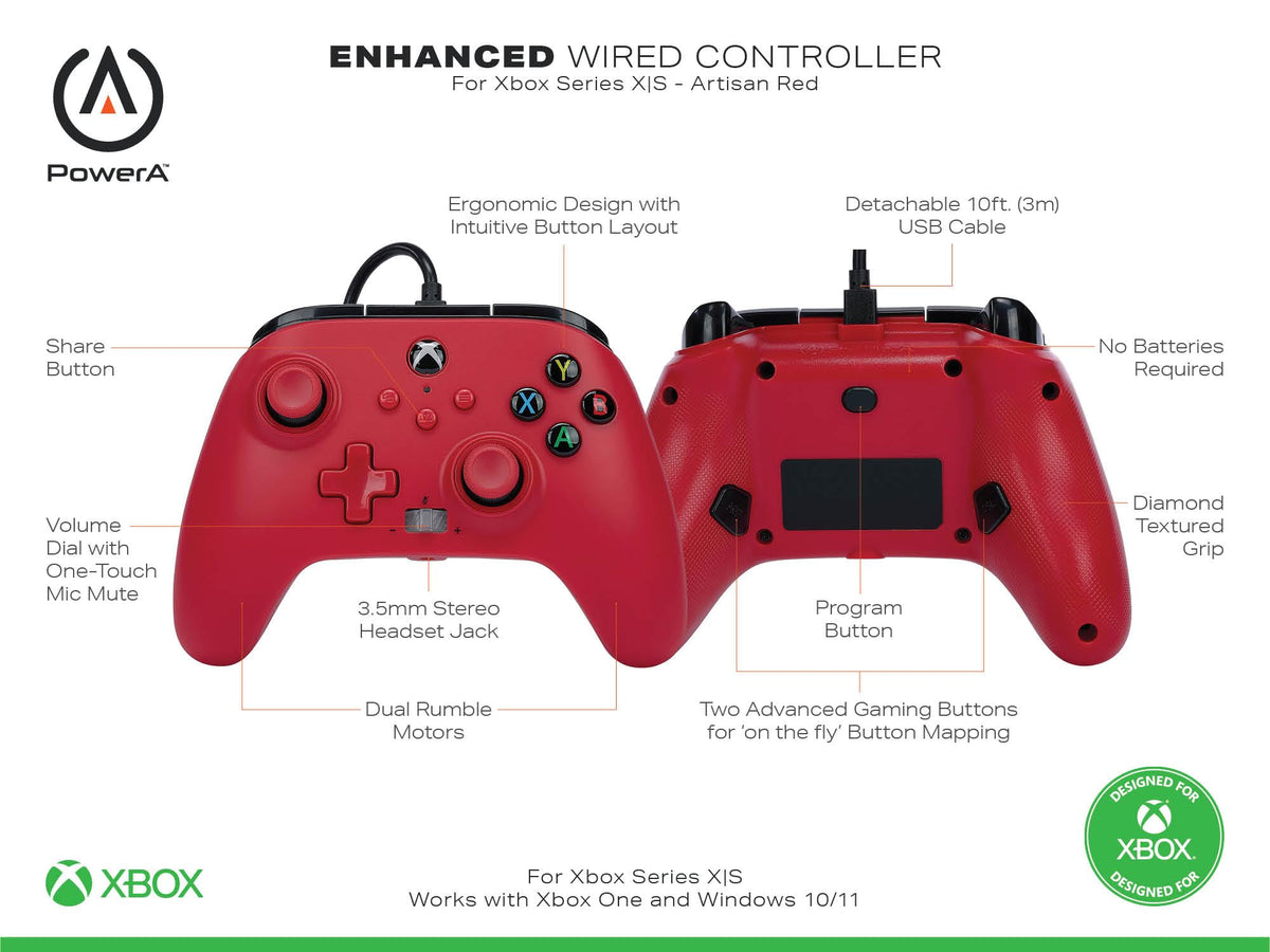 PowerA Enhanced Wired Controller for Xbox Series X|S, Wired Video Game Controller, Gamepad for Xbox X and S, Officially Licenced by Xbox, 2 Years Manufacturer Warranty - Purple Hex
