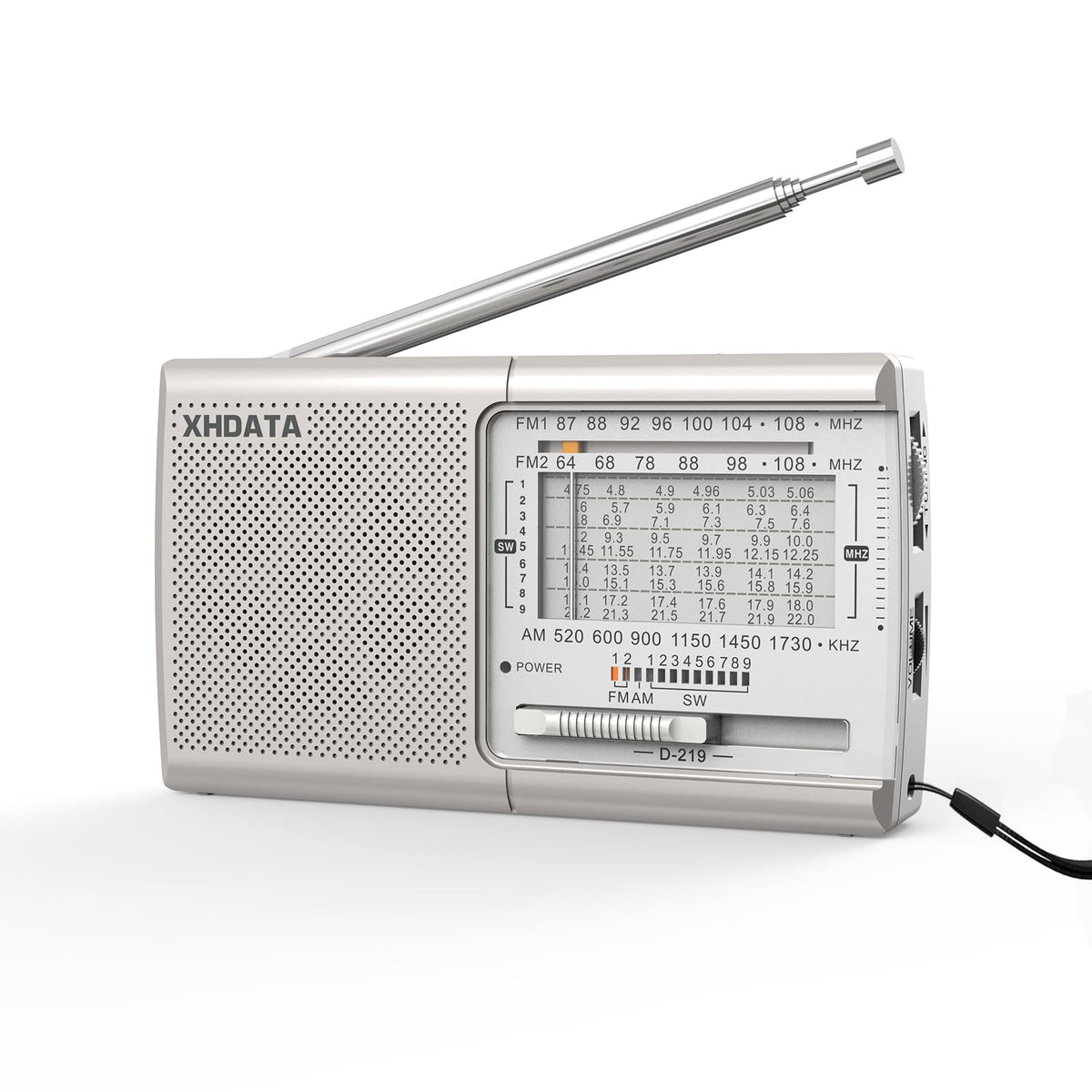 XHDATA D219 Portable Radio Retro FM AM SW Radio Battery Operated for Household Outdoor Camping Hiking Pocket Radio Grey