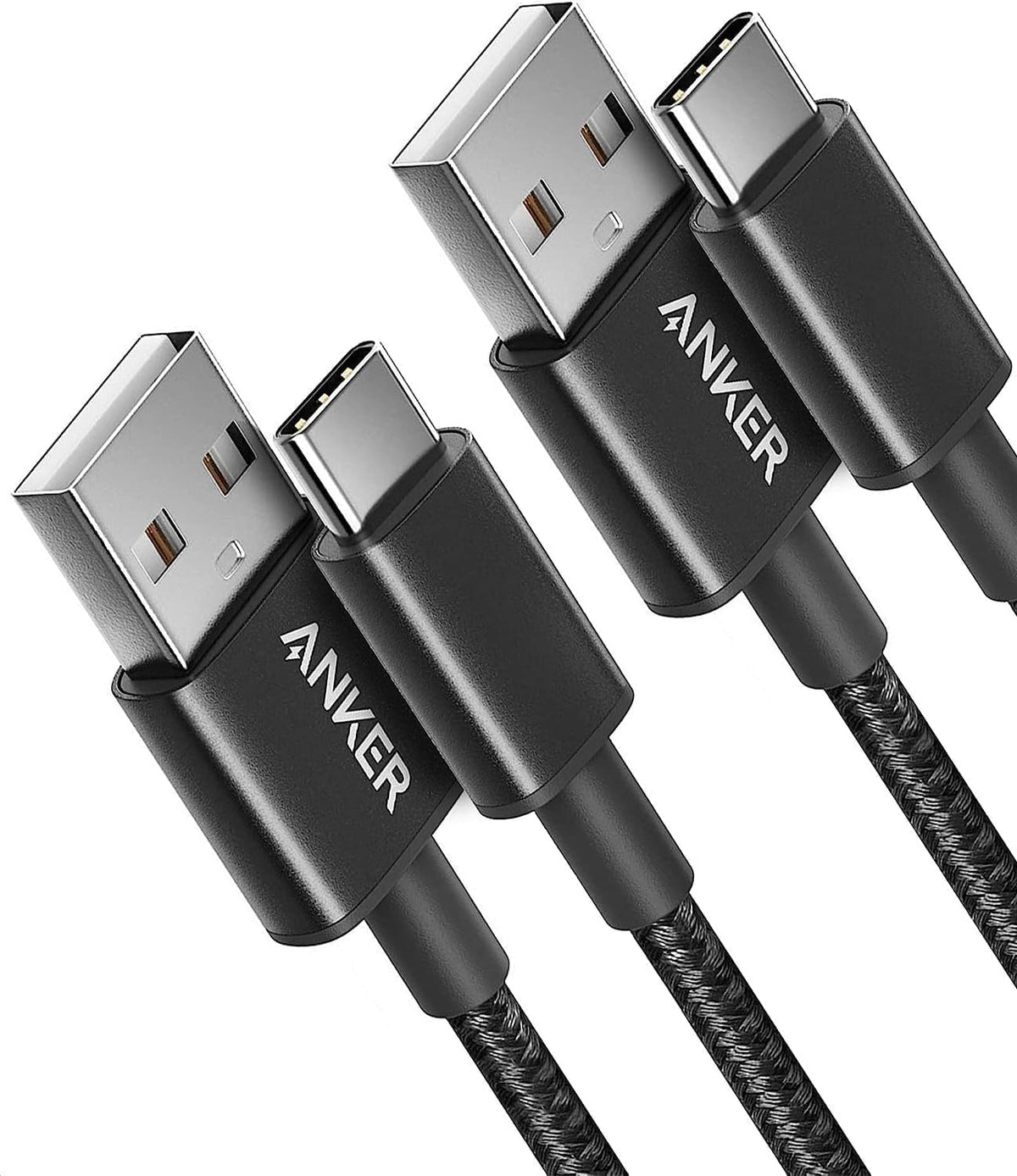 Anker USB C Charger Cable, 2-Pack 6 ft (1.8 m) USB to USB C Cable, USB A to USB C Braided Phone Charger Cable for iPhone 17/16/15, iPad Pro, Samsung Galaxy, and More(Black)