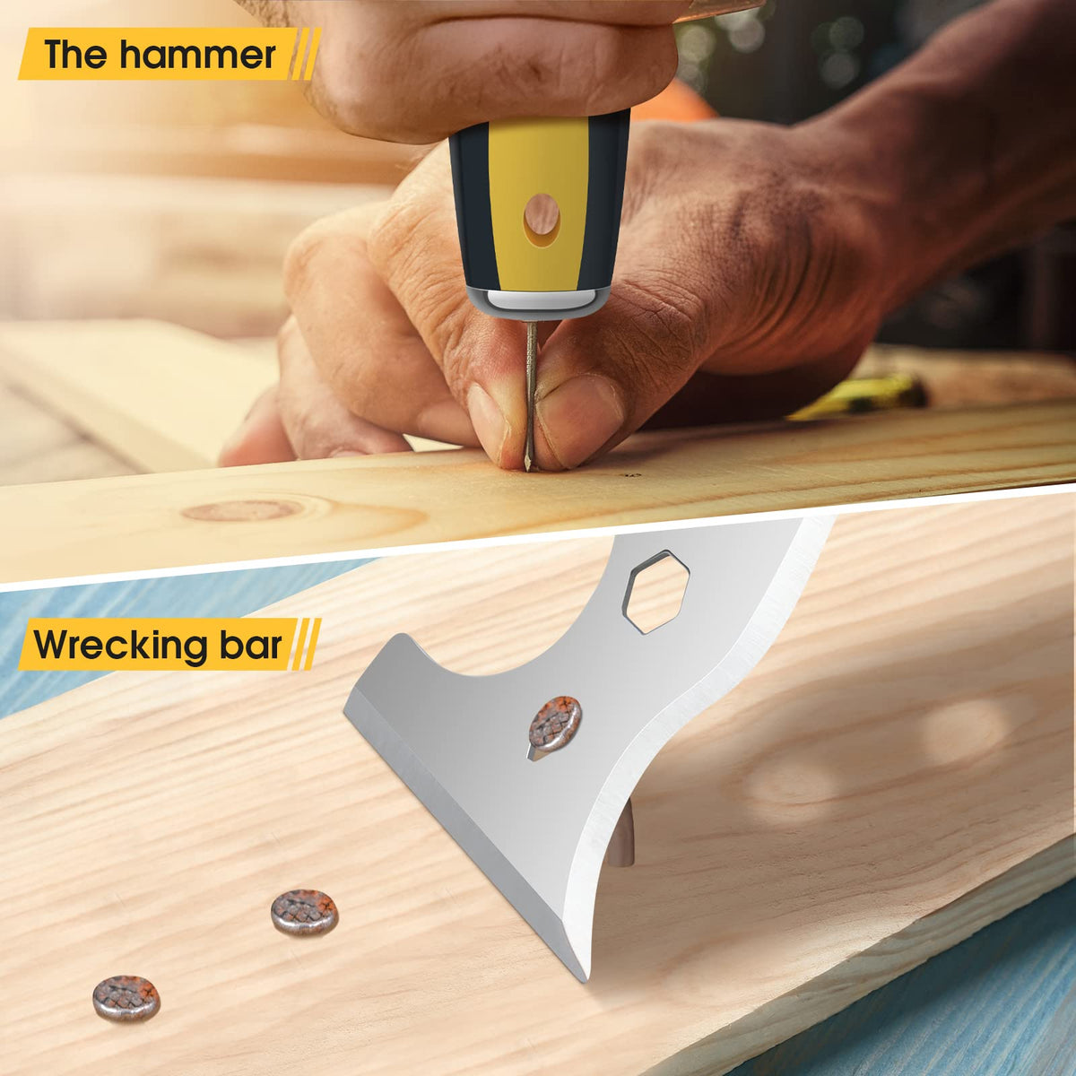 suokoun Wallpaper Scraper Set, 7 Pieces Stainless Steel Drywall Hand Tool Kit Includes Taping Putty Tool and 12" Mud Pan with Soft Grip Handle for Drywall Work