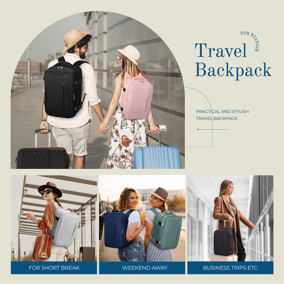 Lossga for Ryanair Cabin Bags 40x30x20,Cabin Bag Travel Backpack